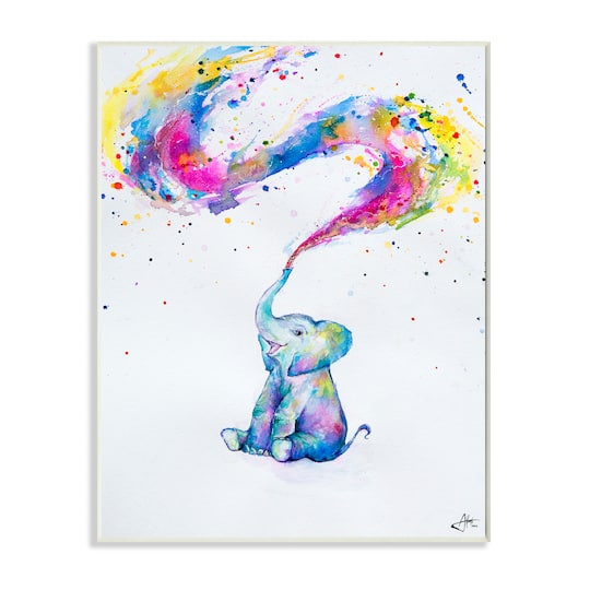 Stupell Industries Colorful Abstract Elephant Wall Plaque